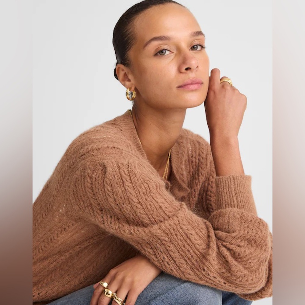 Madewell Pointelle-Stitch Cardigan in Alpaca Blend